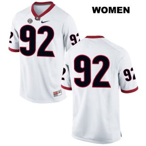 Women's Georgia Bulldogs NCAA #92 Justin Young Nike Stitched White Authentic No Name College Football Jersey MDR7654DZ